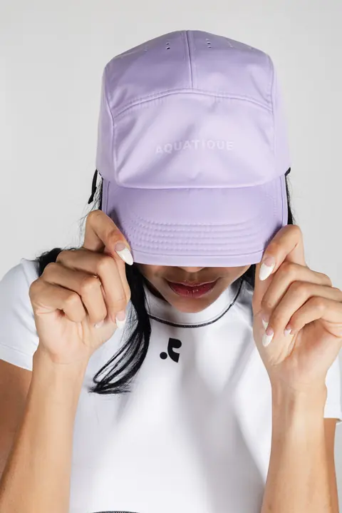 AQUATIQUE Amethyst cap, worn in the studio