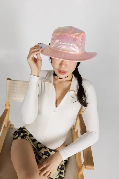 AQUATIQUE Bubblegum hat, worn in the studio