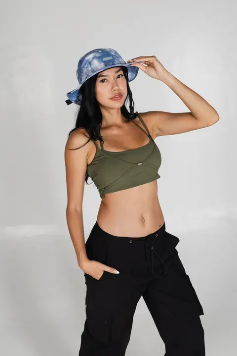 AQUATIQUE Metallic Mint hat, worn in the studio