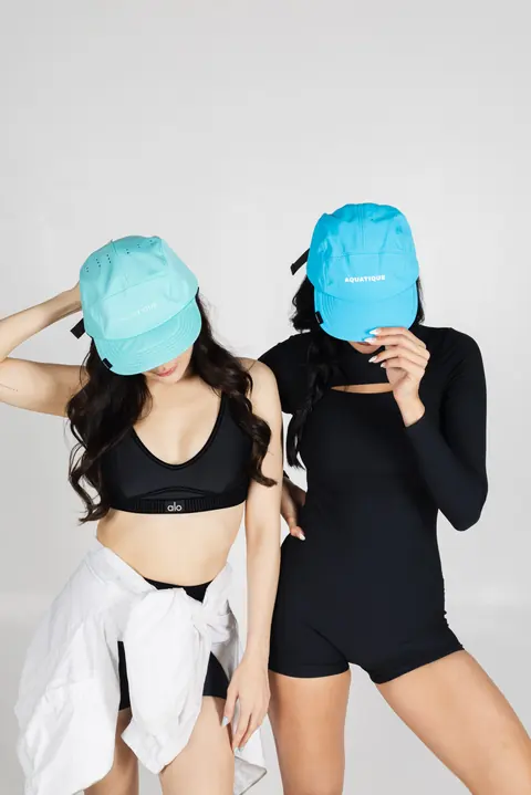 AQUATIQUE Miami Blue cap, worn in the studio